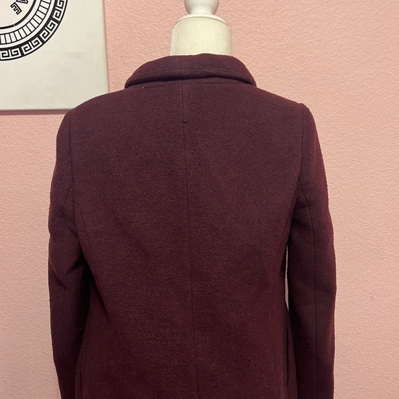 Oak + Fort Burgendy Wool Blend Button Down Winter Coat. Size S - Picture 7 of 10